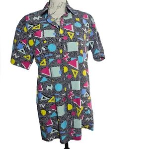 90's Retro Geometric Pattern Fresh Prints of Bel-Air Shirt | Size Small
